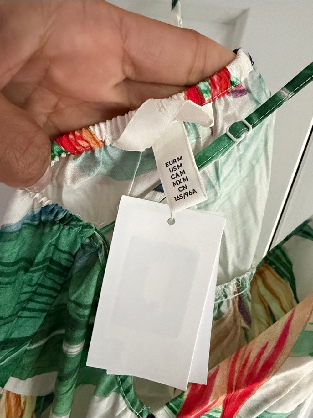 H&M White Midi Dress with Green Leaf & Yellow Floral Print - Picture 3 of 5
